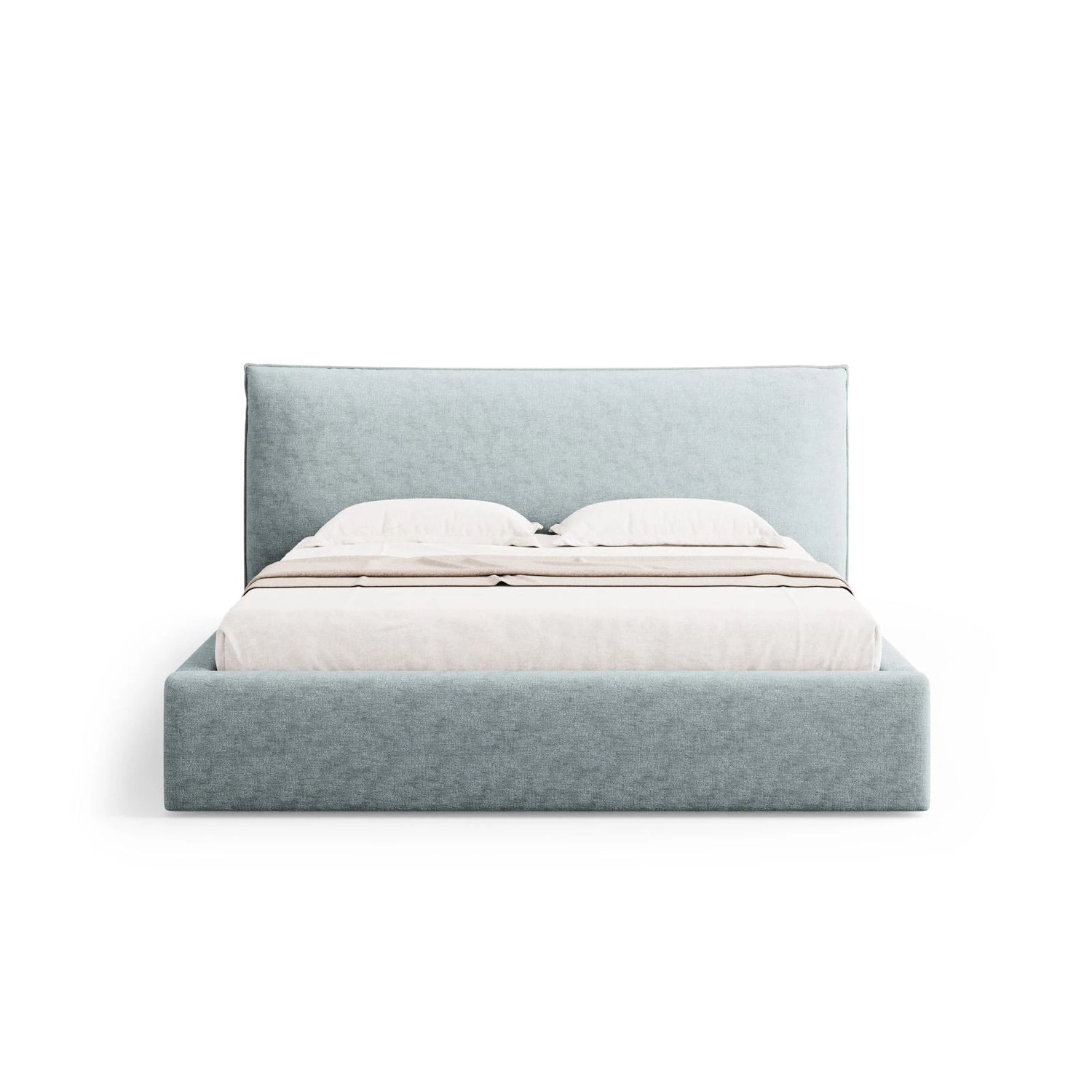 Kaelle Bett mit Stauraum und Kopfteil in Chenille (PeHa72) in Hellblau, 200x200 cm – Bild 4