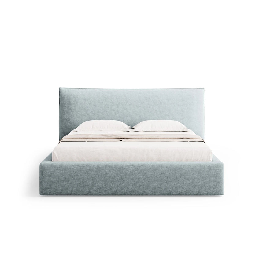 Kaelle Bett mit Stauraum und Kopfteil in Chenille (PeHa72) in Hellblau, 200x200 cm – Bild 4