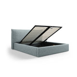 Kaelle Bett mit Stauraum und Kopfteil in Chenille (PeHa72) in Hellblau, 200x200 cm – Bild 5