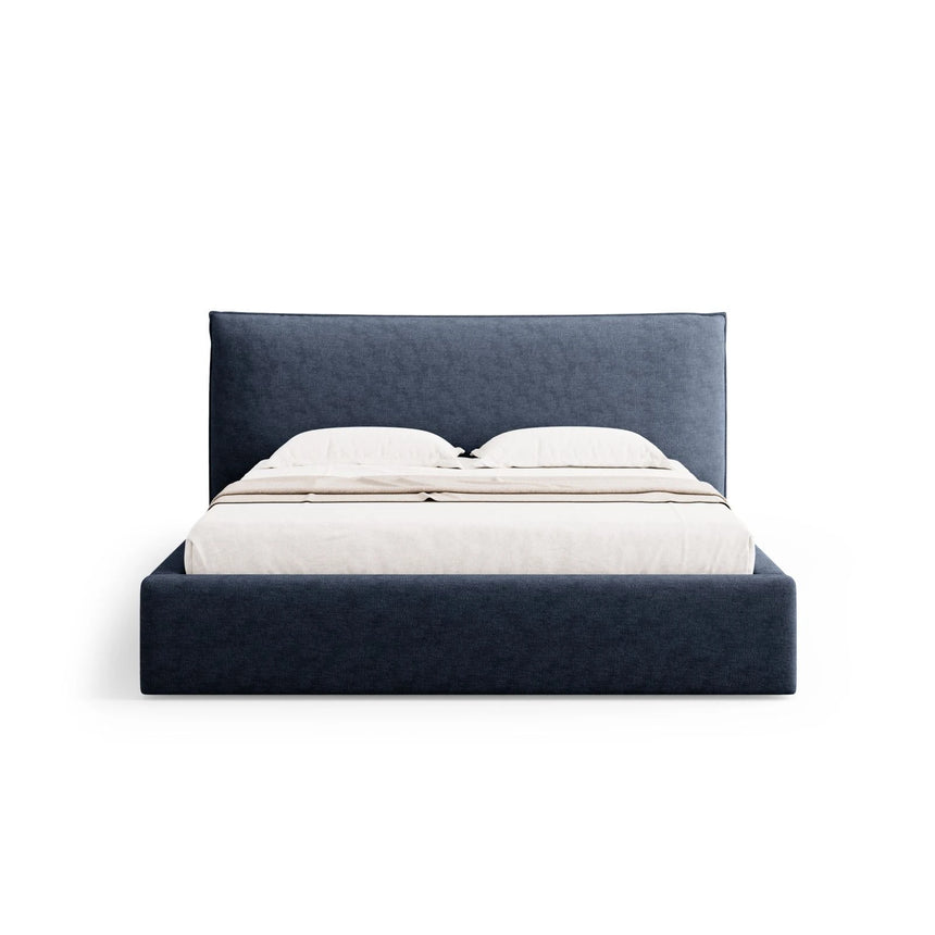 Kaelle Bett mit Stauraum und Kopfteil in Chenille (PeHa77) in Dunkelblau, 200x200 cm – Bild 4