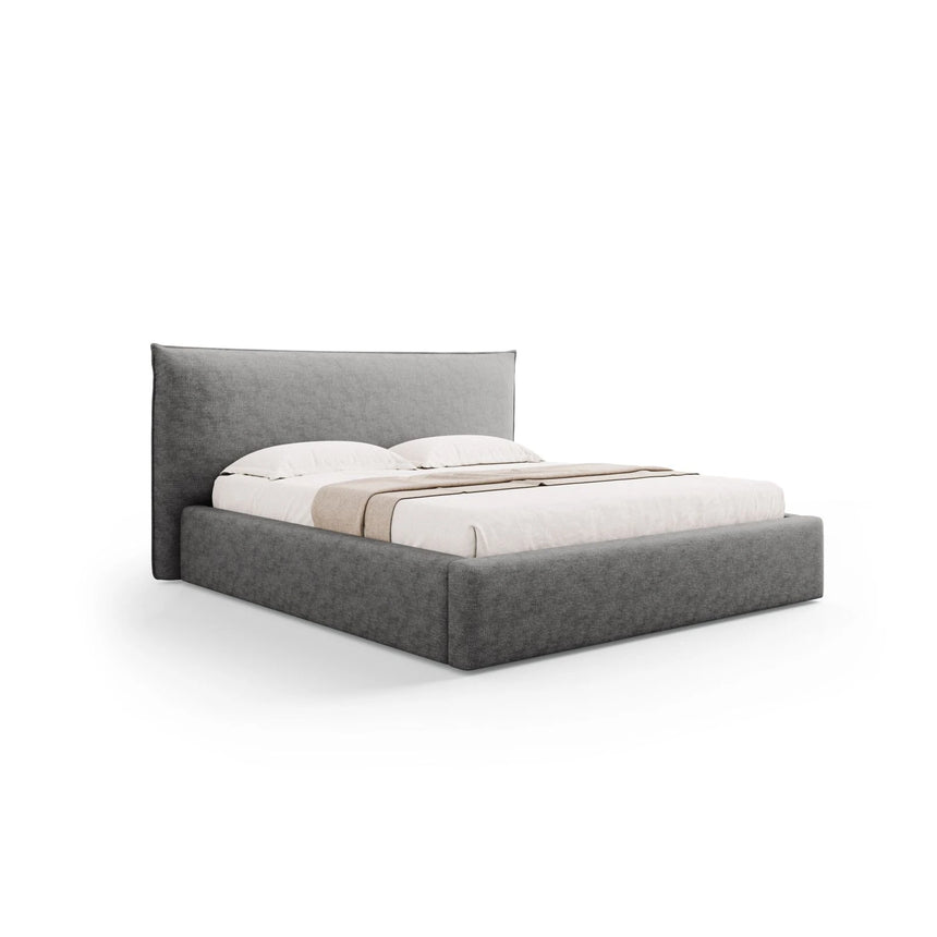 Kaelle Bett mit Stauraum und Kopfteil in Chenille (PeHa85) in Silber, 200x200 cm – Bild 1