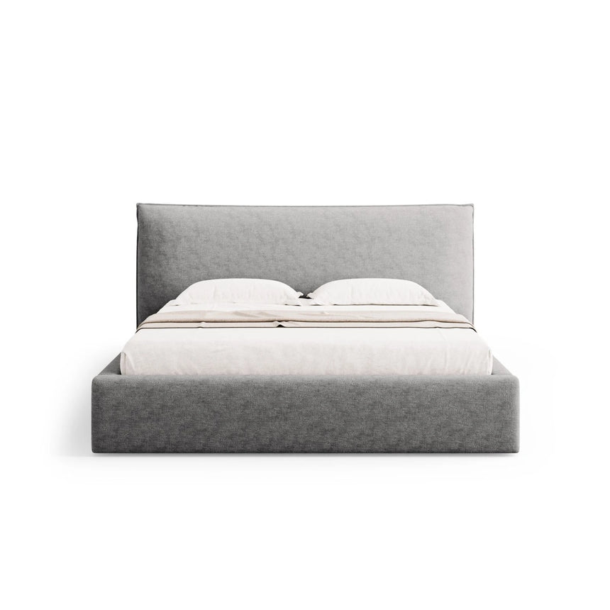Kaelle Bett mit Stauraum und Kopfteil in Chenille (PeHa85) in Silber, 200x200 cm – Bild 4