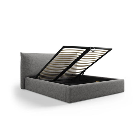 Kaelle Bett mit Stauraum und Kopfteil in Chenille (PeHa85) in Silber, 200x200 cm – Bild 5