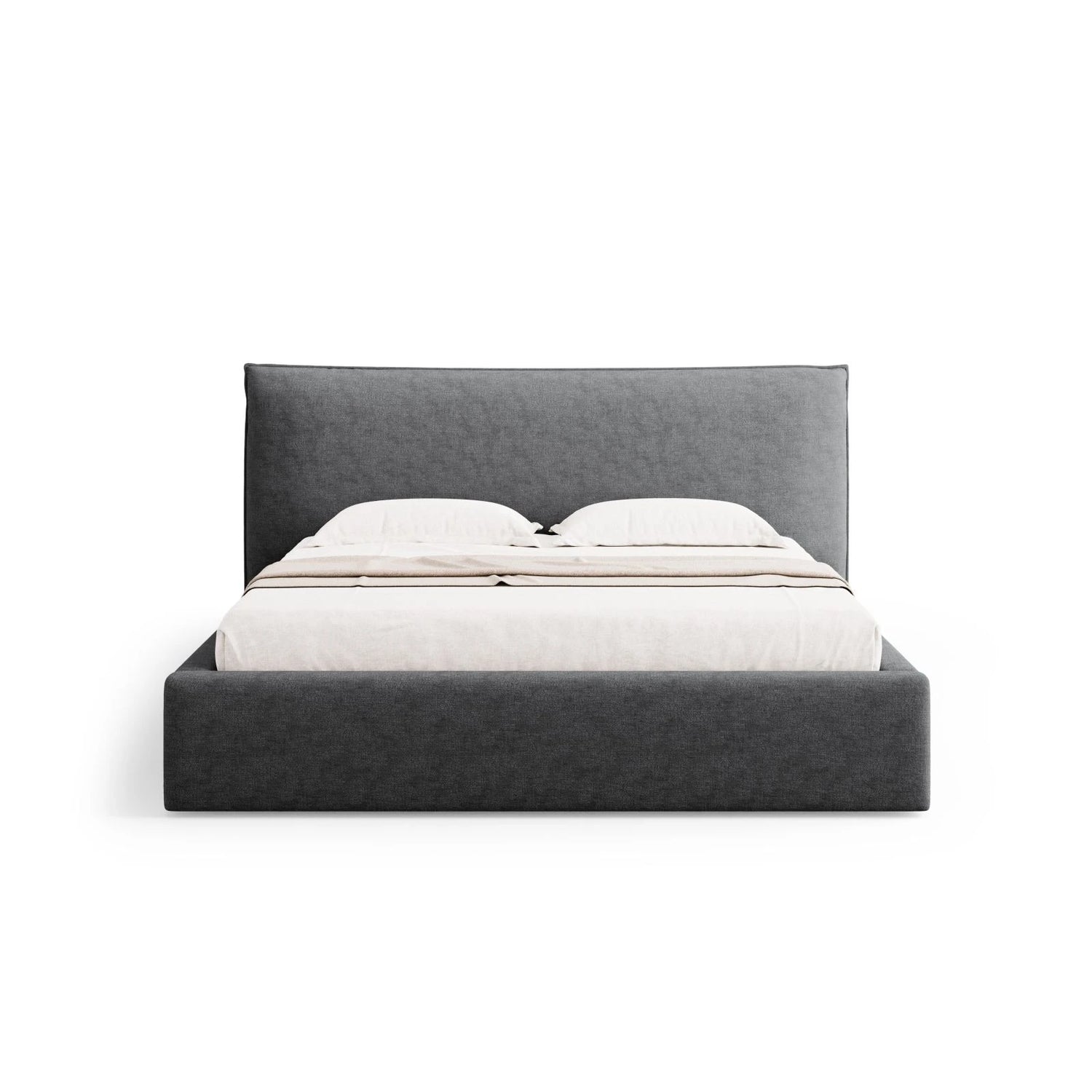 Kaelle Bett mit Stauraum und Kopfteil in Chenille (PeHa90) in Dunkelgrau, 200x200 cm – Bild 4