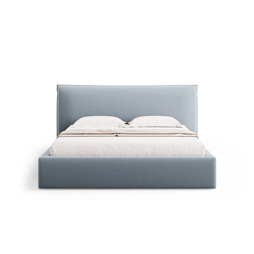Kaelle Bett mit Stauraum und Kopfteil in Samt (Blu06) in Hellblau, 140x200 cm – Bild 4