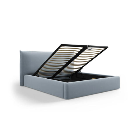 Kaelle Bett mit Stauraum und Kopfteil in Samt (Blu06) in Hellblau, 140x200 cm – Bild 5