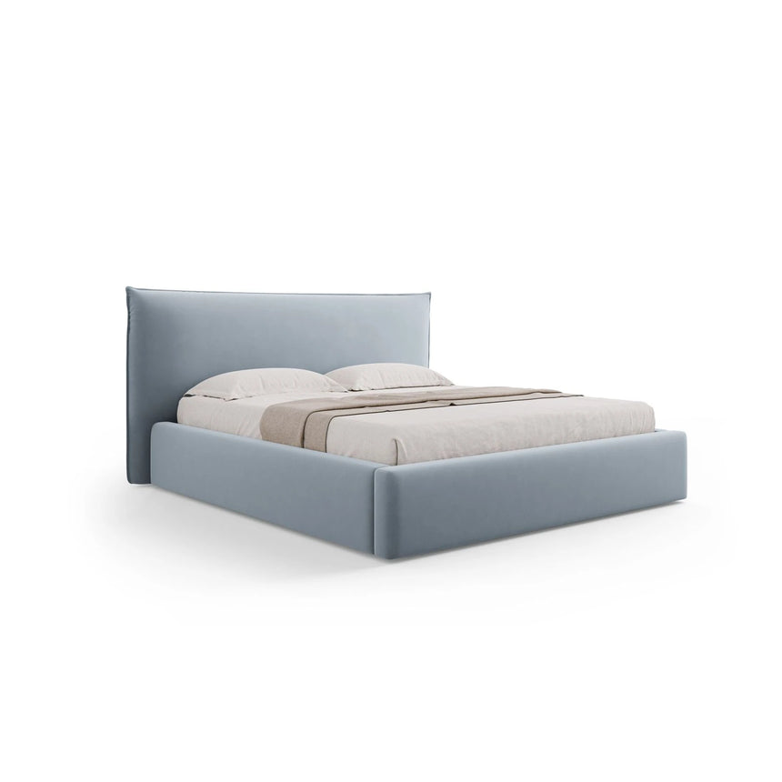 Kaelle Bett mit Stauraum und Kopfteil in Samt (Blu06) in Hellblau, 180x200 cm – Bild 1