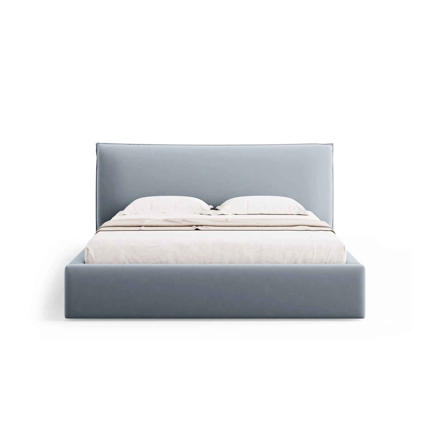 Kaelle Bett mit Stauraum und Kopfteil in Samt (Blu06) in Hellblau, 200x200 cm – Bild 4