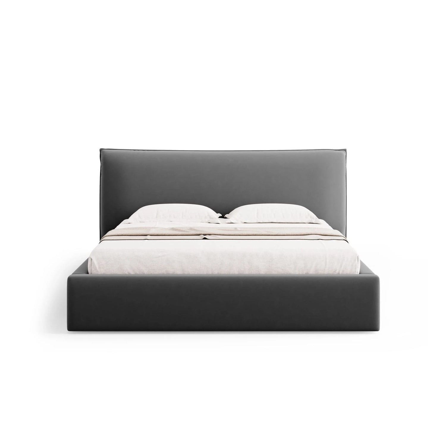Kaelle Bett mit Stauraum und Kopfteil in Samt (Blu14) in Grau, 200x200 cm – Bild 4