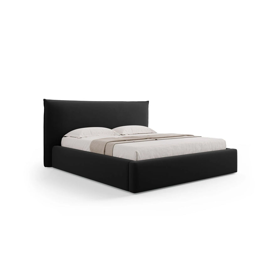 Kaelle Bett mit Stauraum und Kopfteil in Samt (Blu19) in Schwarz, 200x200 cm – Bild 1