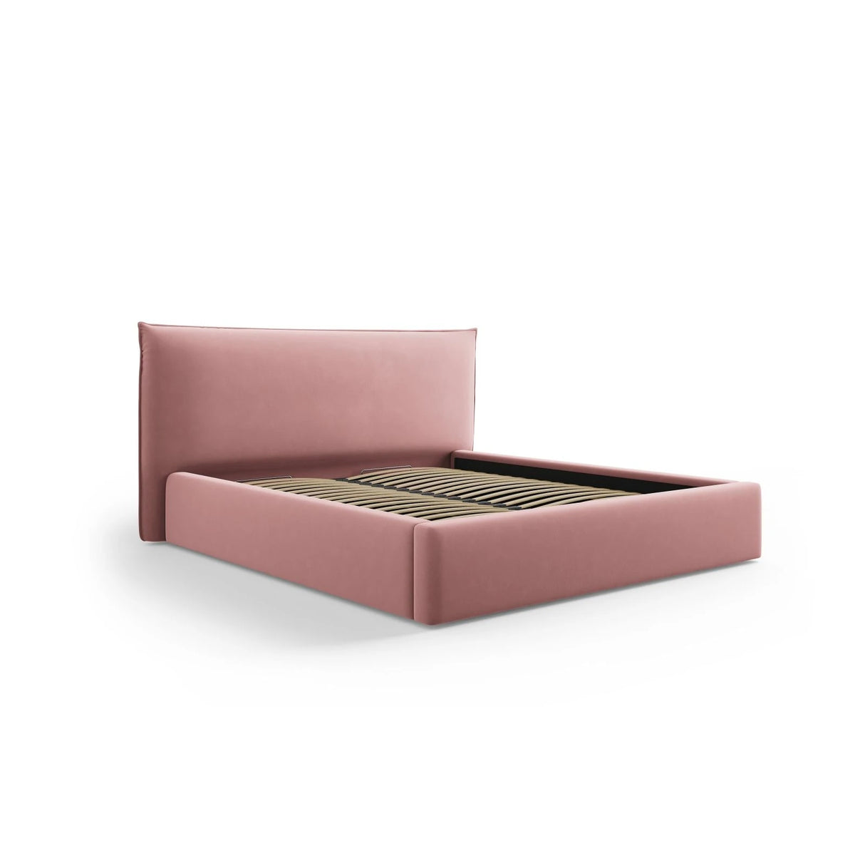 Kaelle Bett mit Stauraum und Kopfteil in Samt (Blu52) in Rosa, 140x200 cm – Bild 3