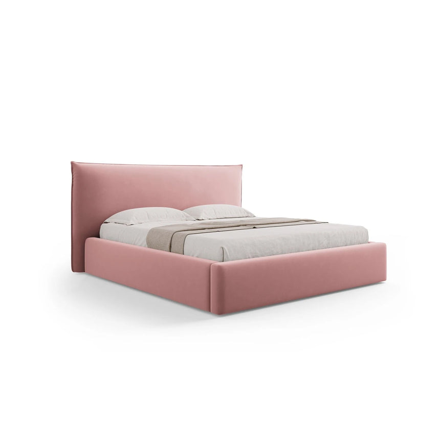 Kaelle Bett mit Stauraum und Kopfteil in Samt (Blu52) in Rosa, 200x200 cm – Bild 1