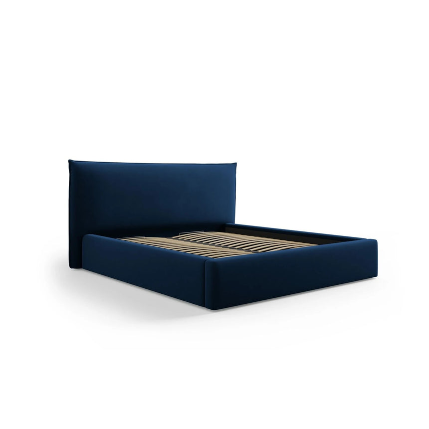 Kaelle Bett mit Stauraum und Kopfteil in Samt (Blu86) in Königsblau, 200x200 cm – Bild 3
