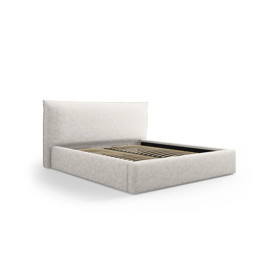 Kaelle Bett mit Stauraum und Kopfteil in Samt oder Chenille, 180x200 cm – Bild 3