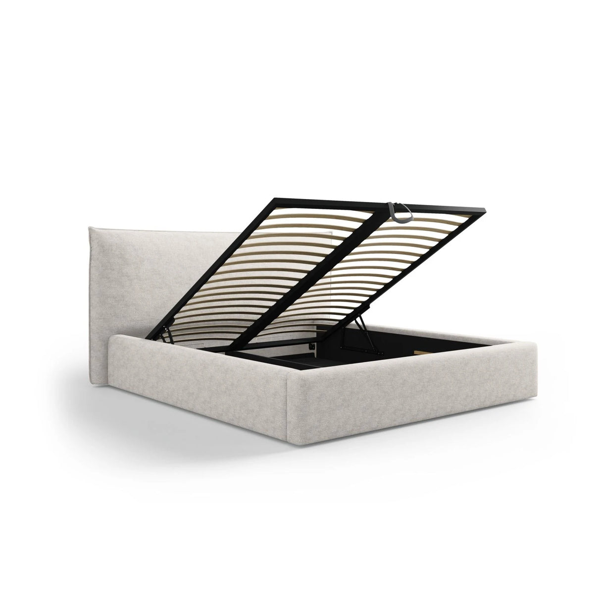 Kaelle Bett mit Stauraum und Kopfteil in Samt oder Chenille, 180x200 cm – Bild 5