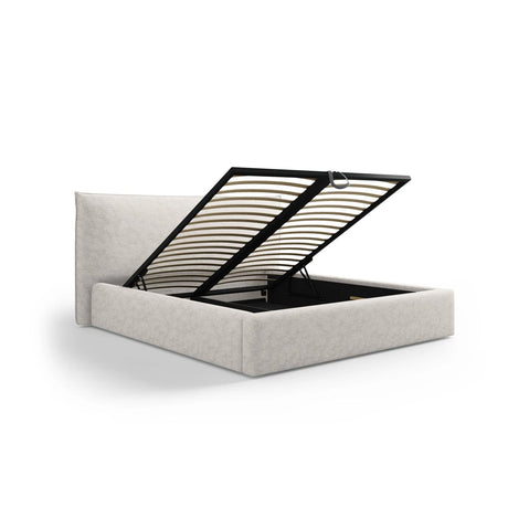 Kaelle Bett mit Stauraum und Kopfteil in Samt oder Chenille, 180x200 cm – Bild 5