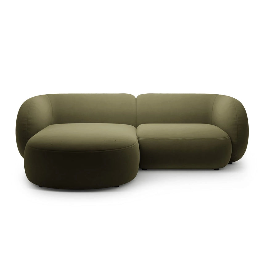 Kate Ecksofa Links mit Bezug aus Samt (Salvador 08) in Grün, 255x176 cm – Bild 1
