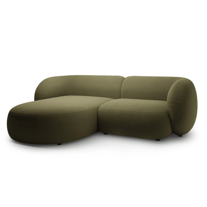 Kate Ecksofa Links mit Bezug aus Samt (Salvador 08) in Grün, 255x176 cm – Bild 2