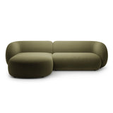 Kate Ecksofa Links mit Bezug aus Samt (Salvador 08) in Grün, 285x176 cm – Bild 1