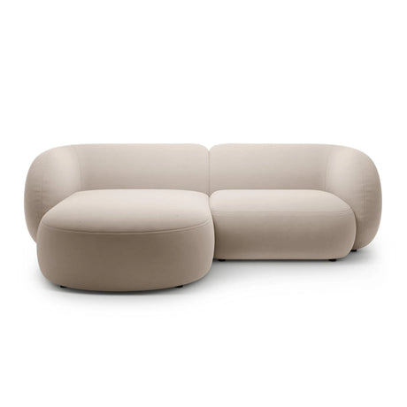 Kate Ecksofa Links mit Bezug aus Samt (Salvador 1) in Beige, 255x176 cm – Bild 1