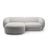 Kate Ecksofa Links mit Bezug aus Samt (Salvador 16) in Hellgrau, 255x176 cm – Bild 1