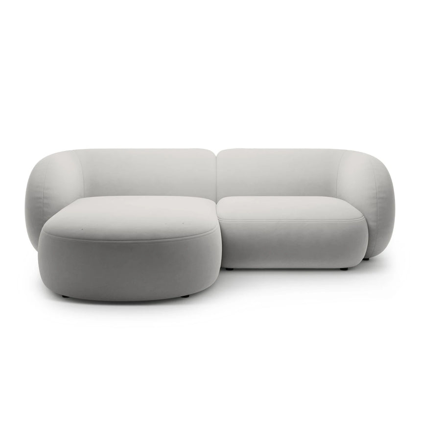 Kate Ecksofa Links mit Bezug aus Samt (Salvador 16) in Hellgrau, 255x176 cm – Bild 1