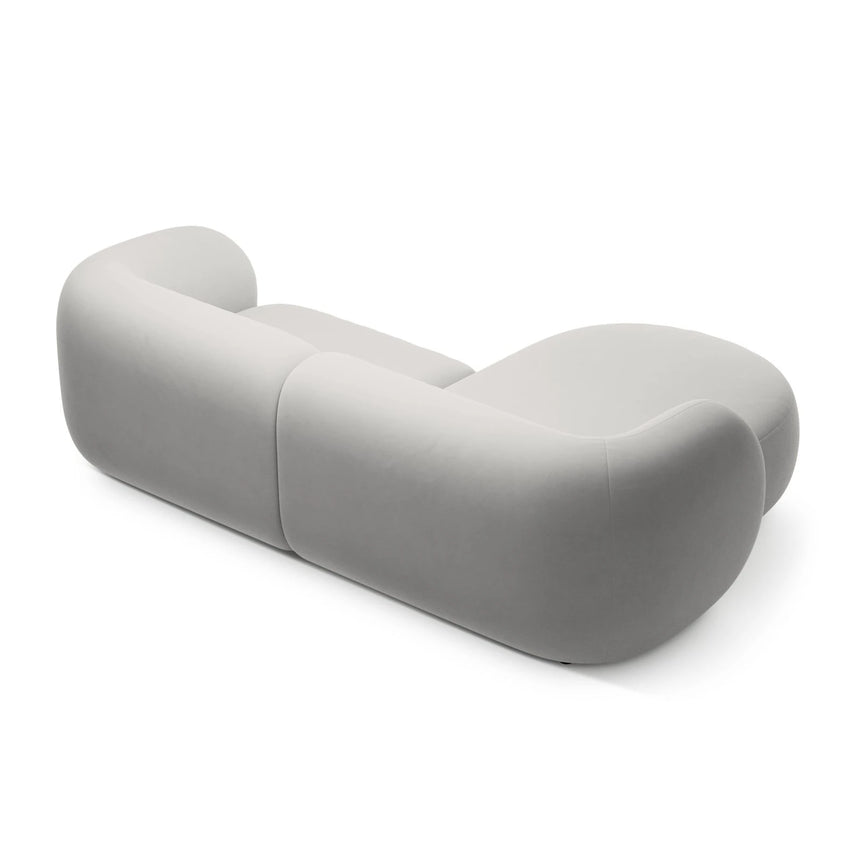 Kate Ecksofa Links mit Bezug aus Samt (Salvador 16) in Hellgrau, 255x176 cm – Bild 3