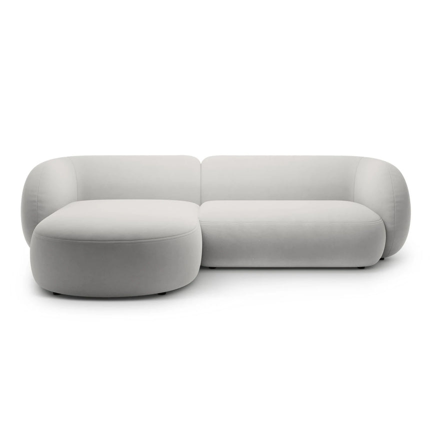 Kate Ecksofa Links mit Bezug aus Samt (Salvador 16) in Hellgrau, 285x176 cm – Bild 1