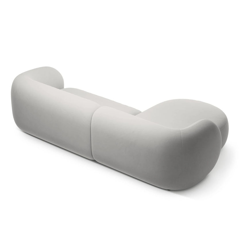 Kate Ecksofa Links mit Bezug aus Samt (Salvador 16) in Hellgrau, 285x176 cm – Bild 3