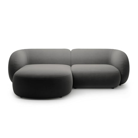 Kate Ecksofa Links mit Bezug aus Samt (Salvador 18) in Dunkelgrau, 255x176 cm – Bild 1