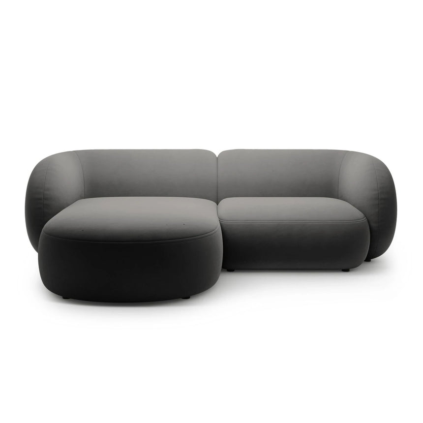 Kate Ecksofa Links mit Bezug aus Samt (Salvador 18) in Dunkelgrau, 255x176 cm – Bild 1