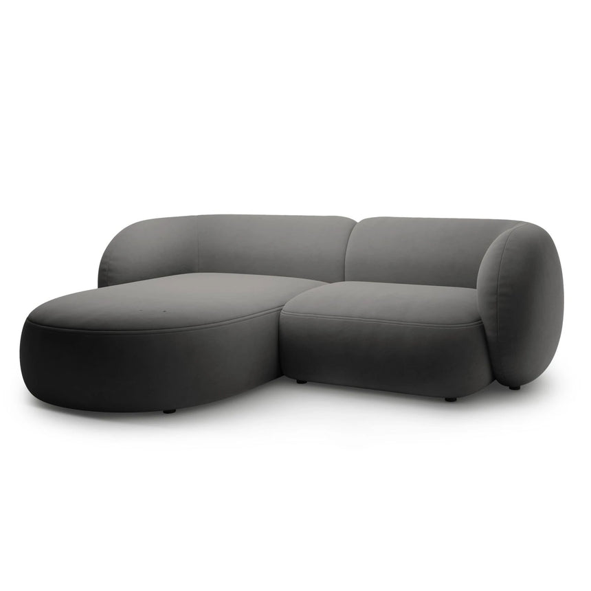 Kate Ecksofa Links mit Bezug aus Samt (Salvador 18) in Dunkelgrau, 255x176 cm – Bild 2