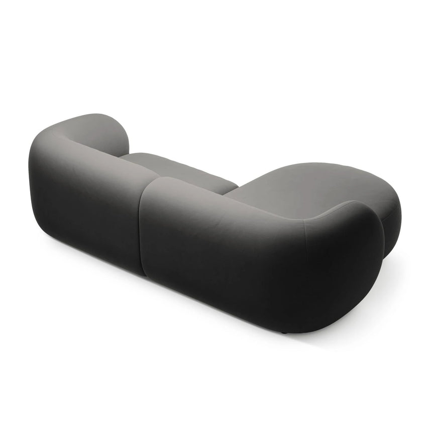 Kate Ecksofa Links mit Bezug aus Samt (Salvador 18) in Dunkelgrau, 255x176 cm – Bild 3