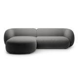Kate Ecksofa Links mit Bezug aus Samt (Salvador 18) in Dunkelgrau, 285x176 cm – Bild 1