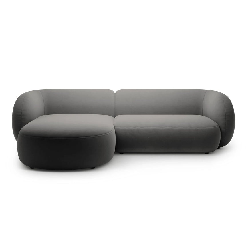 Kate Ecksofa Links mit Bezug aus Samt (Salvador 18) in Dunkelgrau, 285x176 cm – Bild 1