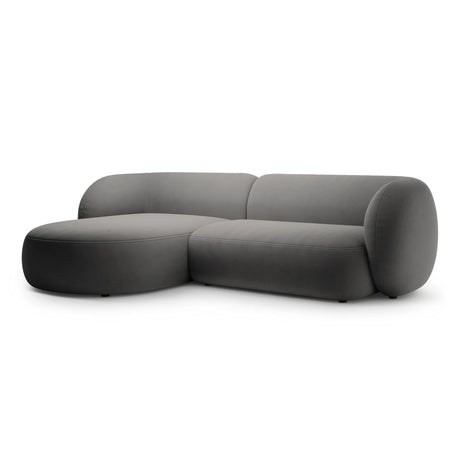 Kate Ecksofa Links mit Bezug aus Samt (Salvador 18) in Dunkelgrau, 285x176 cm – Bild 2