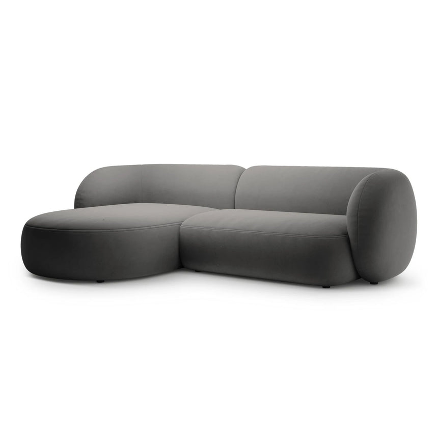 Kate Ecksofa Links mit Bezug aus Samt (Salvador 18) in Dunkelgrau, 285x176 cm – Bild 2