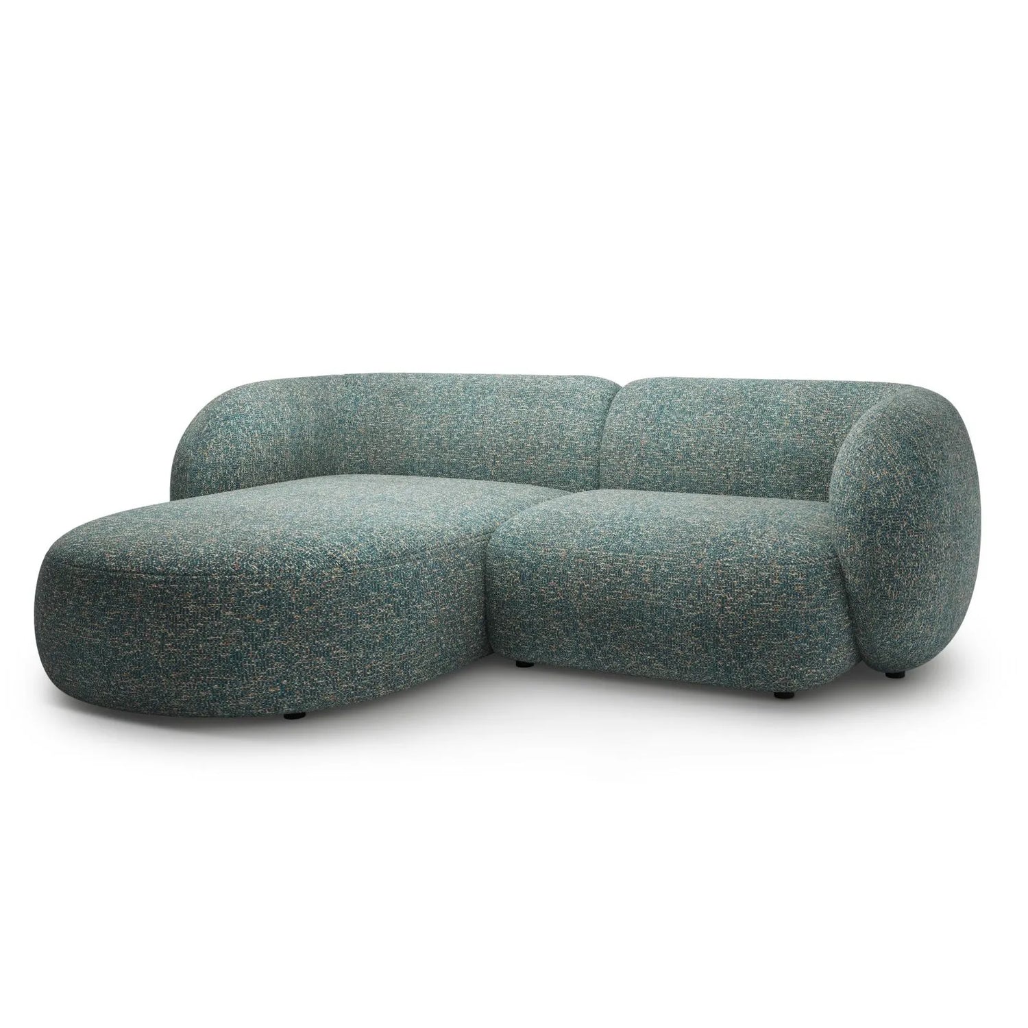 Kate Ecksofa Links mit Bezug aus Strukturierter Stoff (Puente 73) in Blaue melange, 255x176 cm – Bild 2