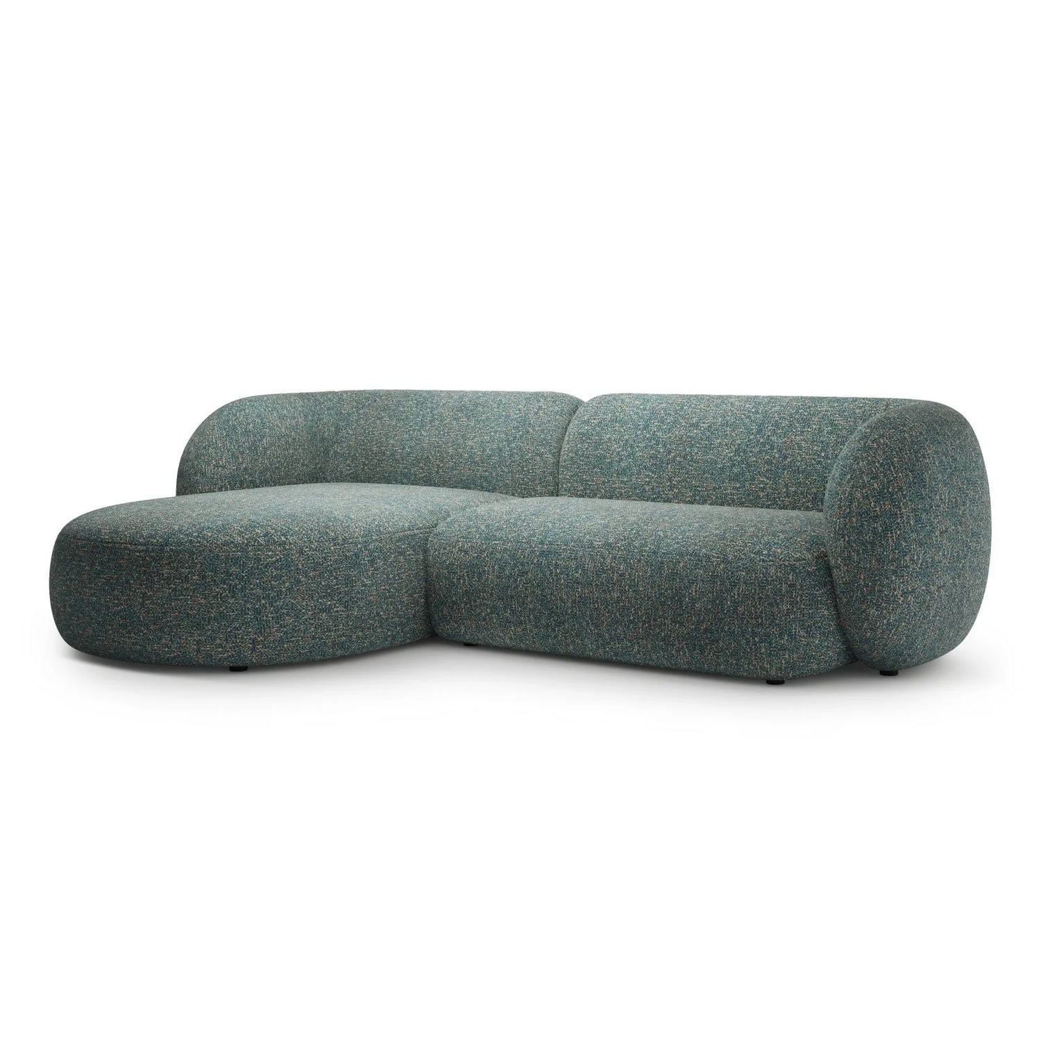 Kate Ecksofa Links mit Bezug aus Strukturierter Stoff (Puente 73) in Blaue melange, 285x176 cm – Bild 2