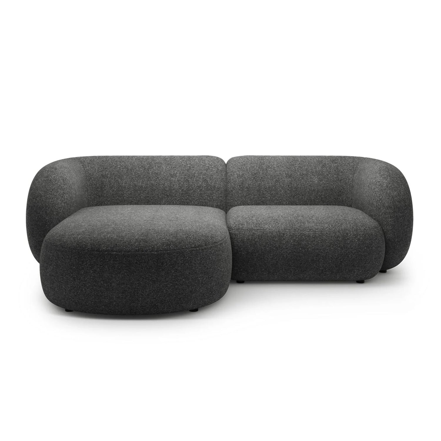 Kate Ecksofa Links mit Bezug aus Strukturierter Stoff (Puente 94) in Dunkelgrau melange, 255x176 cm – Bild 1