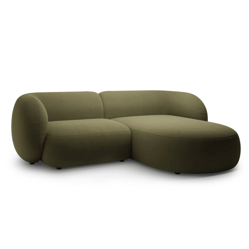 Kate Ecksofa Rechts mit Bezug aus Samt (Salvador 08) in Grün, 255x176 cm – Bild 2