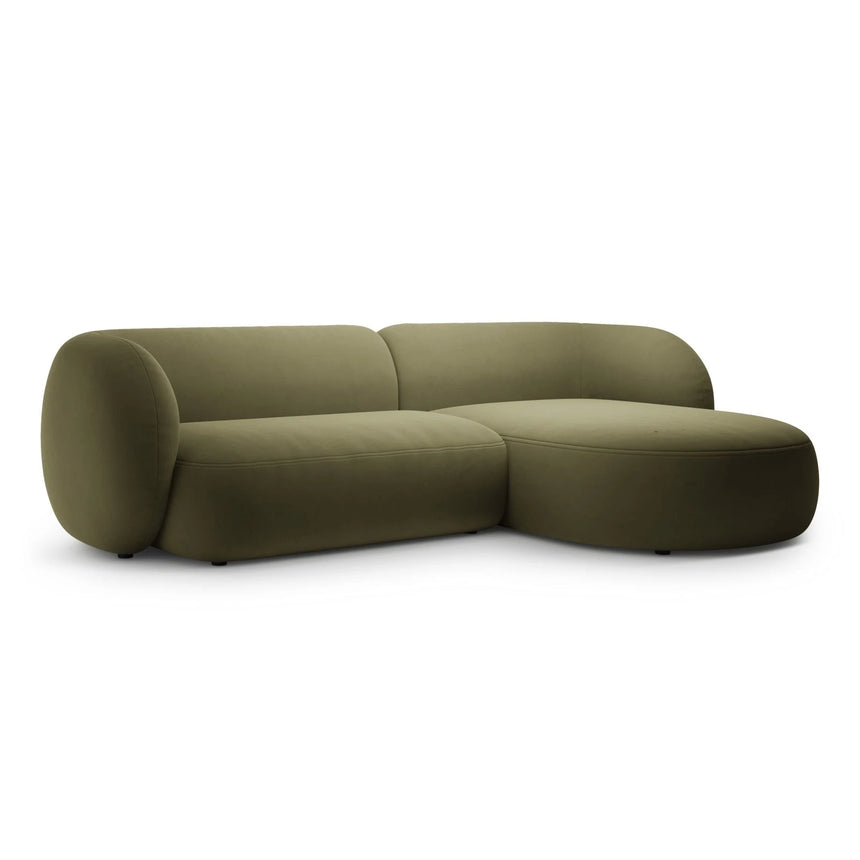 Kate Ecksofa Rechts mit Bezug aus Samt (Salvador 08) in Grün, 285x176 cm – Bild 2