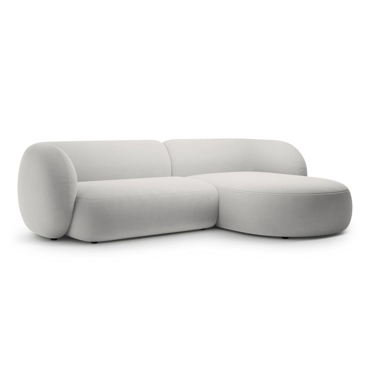 Kate Ecksofa Rechts mit Bezug aus Samt (Salvador 16) in Hellgrau, 285x176 cm – Bild 2