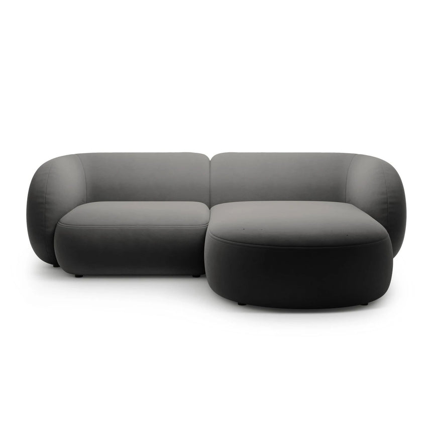 Kate Ecksofa Rechts mit Bezug aus Samt (Salvador 18) in Dunkelgrau, 255x176 cm – Bild 1