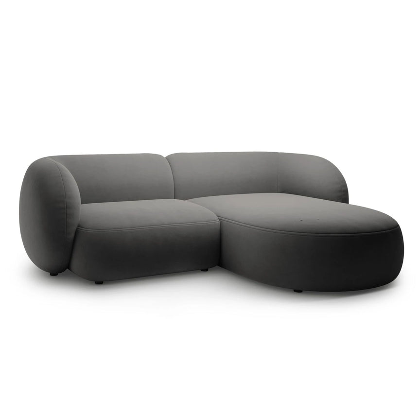 Kate Ecksofa Rechts mit Bezug aus Samt (Salvador 18) in Dunkelgrau, 255x176 cm – Bild 2