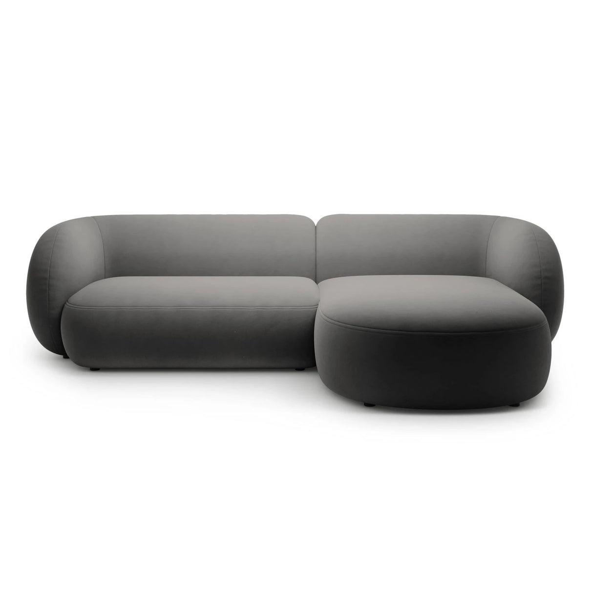 Kate Ecksofa Rechts mit Bezug aus Samt (Salvador 18) in Dunkelgrau, 285x176 cm – Bild 1