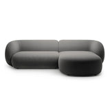 Kate Ecksofa Rechts mit Bezug aus Samt (Salvador 18) in Dunkelgrau, 285x176 cm – Bild 1