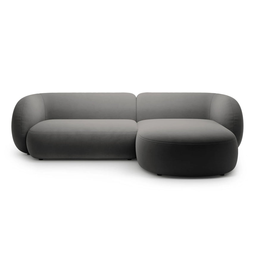 Kate Ecksofa Rechts mit Bezug aus Samt (Salvador 18) in Dunkelgrau, 285x176 cm – Bild 1