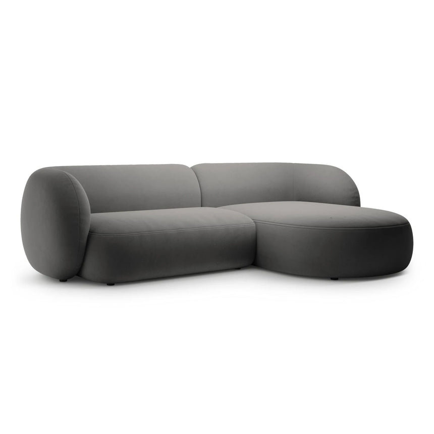 Kate Ecksofa Rechts mit Bezug aus Samt (Salvador 18) in Dunkelgrau, 285x176 cm – Bild 2