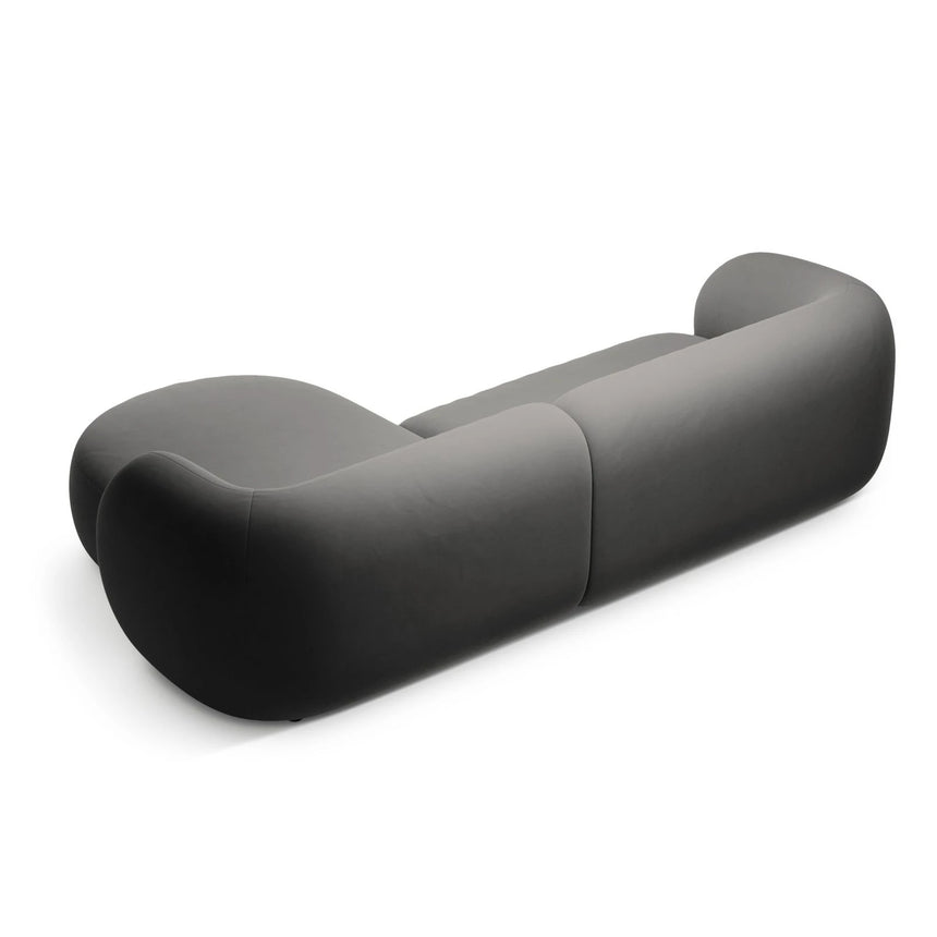 Kate Ecksofa Rechts mit Bezug aus Samt (Salvador 18) in Dunkelgrau, 285x176 cm – Bild 3